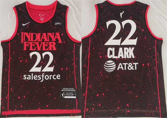 Men's Indiana Fever #22 Caitlin Clark Black/Red Stitched Jersey